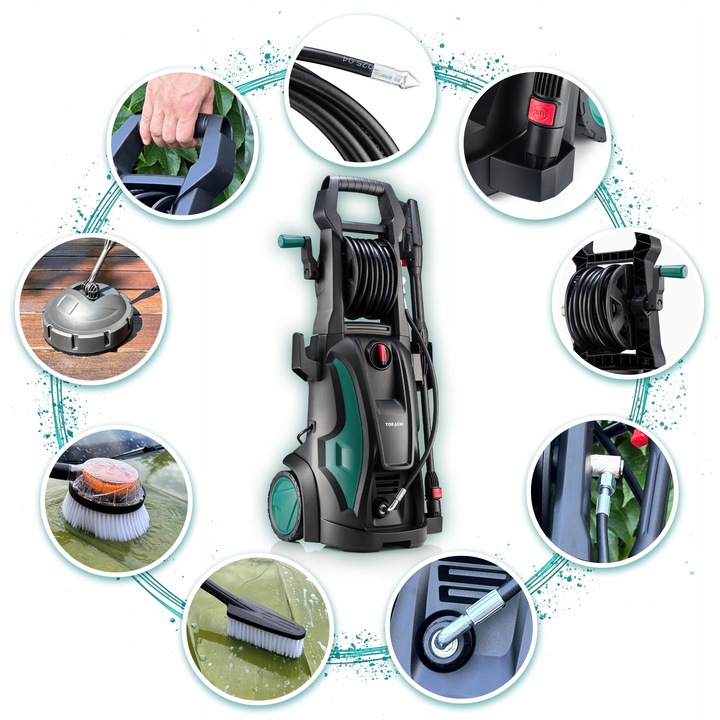 MOCNA MYJKA CIŚNIENIOWA 180bar POMPA ALUMINIOWA 2400W TURBO L8 +