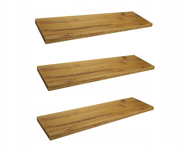 PÓŁKA ŚCIENNA WISZĄCA 80 CM DĄB CRAFT ZŁOTY 3 SZT