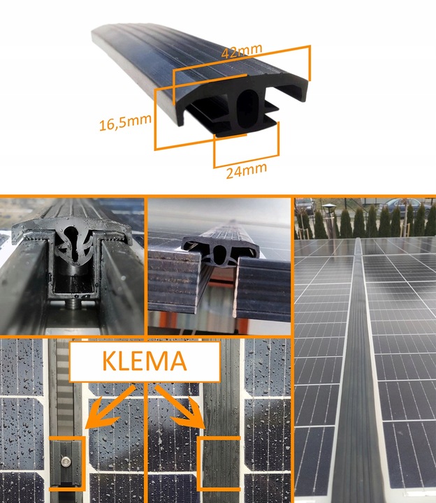 CARPORT WIATA USZCZELKA FOTOWOLTAIKA 10M B-845 DO PANELI PV PROFIL