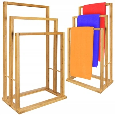 Stojak wieszak łazienkowy drewniany bambus regał drabinka półka uniwersalny