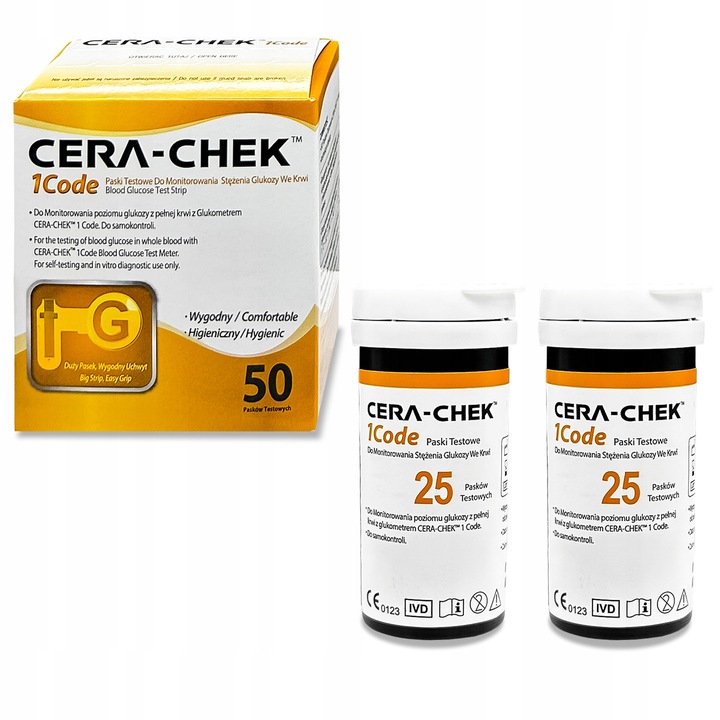 Paski do glukometru Cera-Chek 1code do oznaczania glukozy 50 sztuk