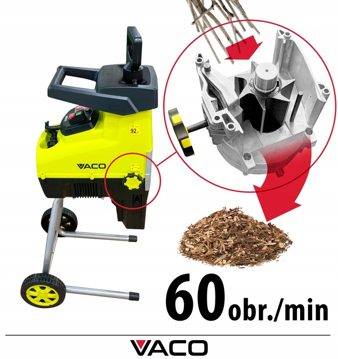 ROZDRABNIACZ ELEKTRYCZNY DO GAŁĘZI 3000W Rębak VACO + Kosz GRATIS