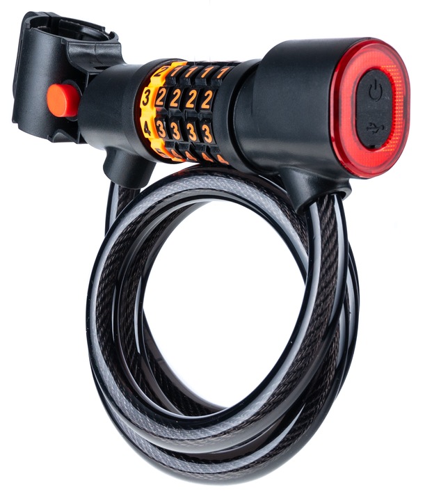 ZAMEK ZAPIĘCIE BLOKADA DO ROWERU + ŚWIATŁO TYLNE Lampka LED Uchwyt