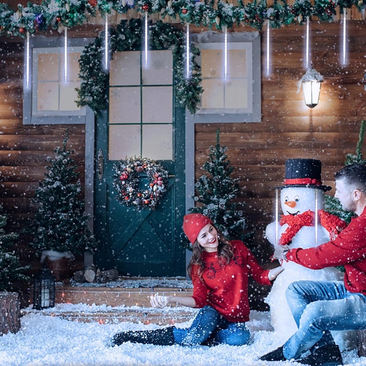 METEORY 50 CM LAMPKI PADAJĄCY ŚNIEG OŚWIETLENIE ŚWIĄTECZNE IP44 SOPLE LED