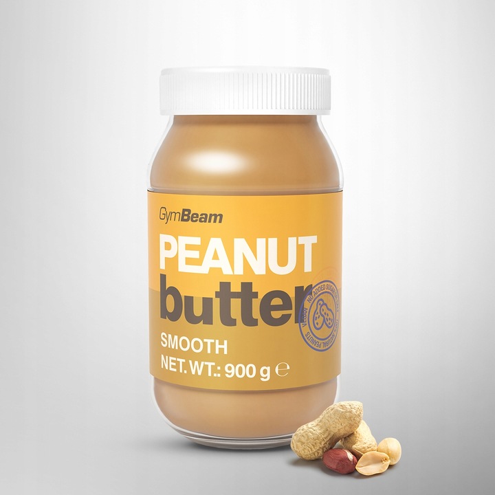 MASŁO ORZECHOWE 100% PEANUT BUTTER BEZ CUKRU SOLI GŁADKIE GymBeam 900g