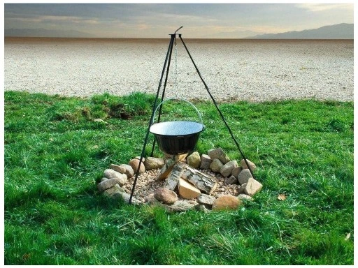 TRÓJNÓG EL FUEGO STOJAK NA KOCIOŁEK NAD OGNISKO !!