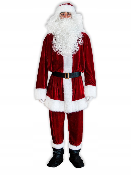 WELUROWY KOSTIUM STRÓJ MIKOŁAJA BURGUND SAKWA NA CUKIERKI +LIST 10el