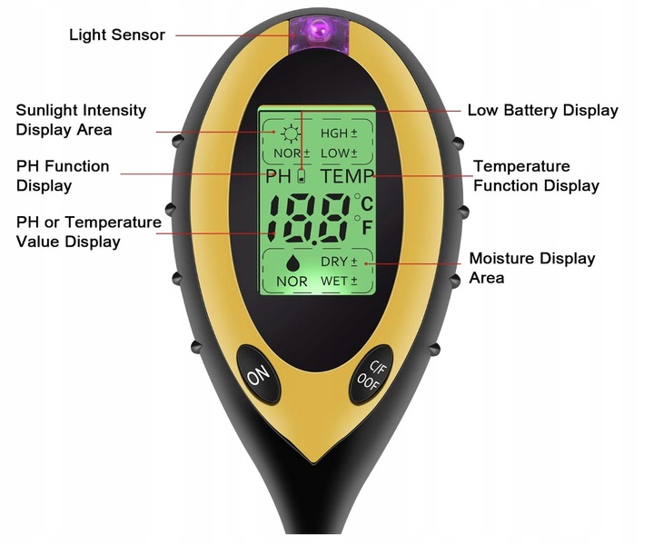 KWASOMIERZ GLEBOWY MIERNIK TESTER PH ZIEMII 4w1