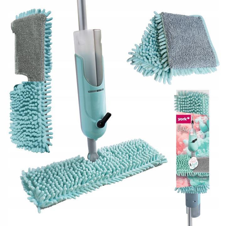 Mop Płaski ze Spryskiwaczem Obrotowy Mikrofibra do mycia i polerowania YORK