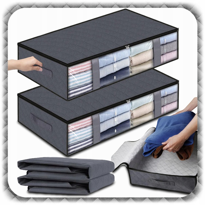 2x ORGANIZER NA POŚCIEL KOŁDRĘ POKROWIEC POJEMNIK Ubrania Pod Łóżko