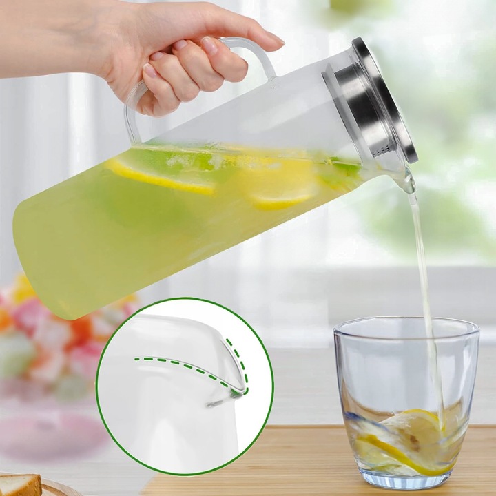 DZBANEK SZKLANY 1,5 L Z POKRYWKĄ SITKIEM ŻAROODPORNY DO HERBATY KAWY NAPOJE