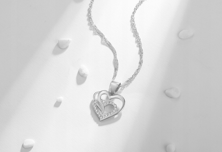 NASZYJNIK SREBRNY ŁAŃCUSZEK DAMSKI Z ZAWIESZKĄ SREBRO PRÓBA 925 ORYGINALNY