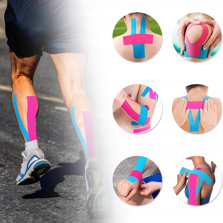 4x TAŚMA KINEZJOLOGICZNA TEJPY TAPE PLASTRY KINESIOTAPING WODOODPORNA 5M