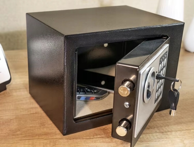 SEJF DOMOWY STALOWY KASETKA ZAMEK ELEKTRONICZNY CYFROWY SZYFR KLUCZ SOLIDNY