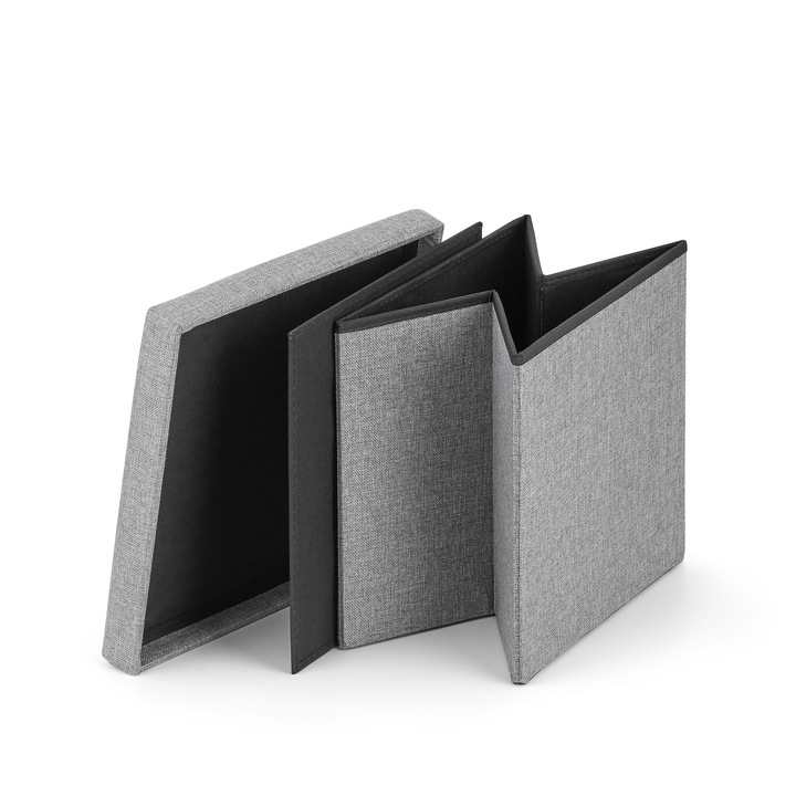 PUFA ZE SCHOWKIEM SKŁADANA SKRZYNIA DO SYPIALNI SALONU POKOJU SZARA -