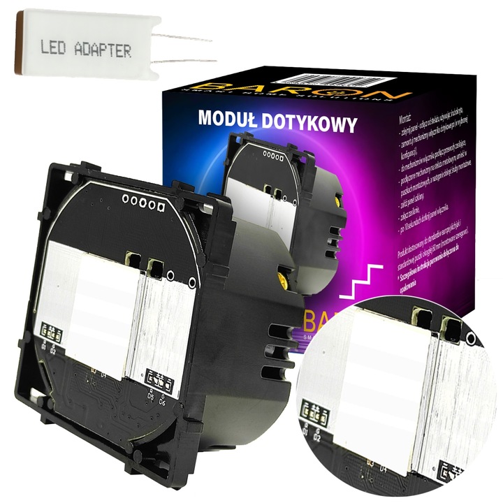 WKŁAD MODUŁ WŁĄCZNIK DOTYKOWY POJEDYNCZY SCHODOWY KRZYŻOWY KABLOWY