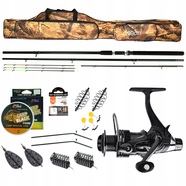 ZESTAW wędka FEEDER kołowrotek POKROWIEC metod Z48