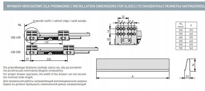 SZUFLADA GTV MODERN BOX PRO WYSOKA H199 L500 CICHY DOMYK WYSUW BIAŁA