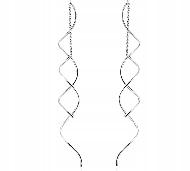 KOLCZYKI SREBRNE 925 PRZECIĄGANE DŁUGIE WISZĄCE SPIRALKI SREBRO 925