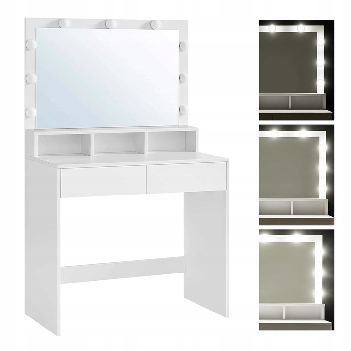 Toaletka kosmetyczna Z LUSTREM I OŚWIETLENIEM LED 2 szuflady 3