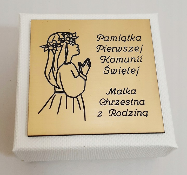 Złoty komplet ANIOŁEK ANIOŁ SREBRO KOMUNIA GRAWER