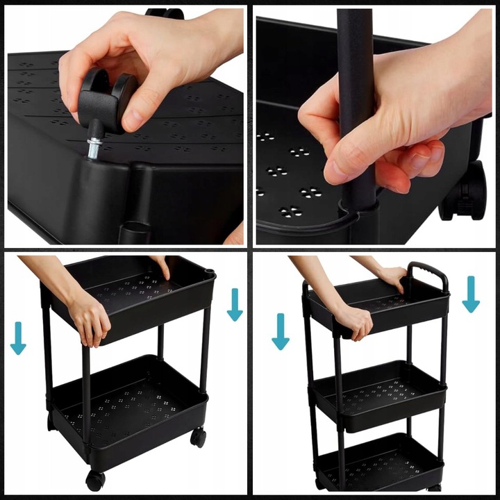 Wózek kuchenny STOLIK NA KÓŁKACH WÓZEK 3 POZIOMOWY BLOKADA KÓŁEK