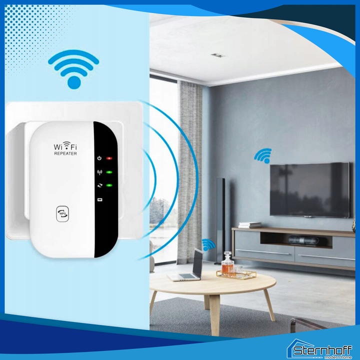 WZMACNIACZ SYGNAŁU SIECI WIFI MOCNY ZASIĘG 300 Mb/s +KABEL LAN NIE PRZERYWA