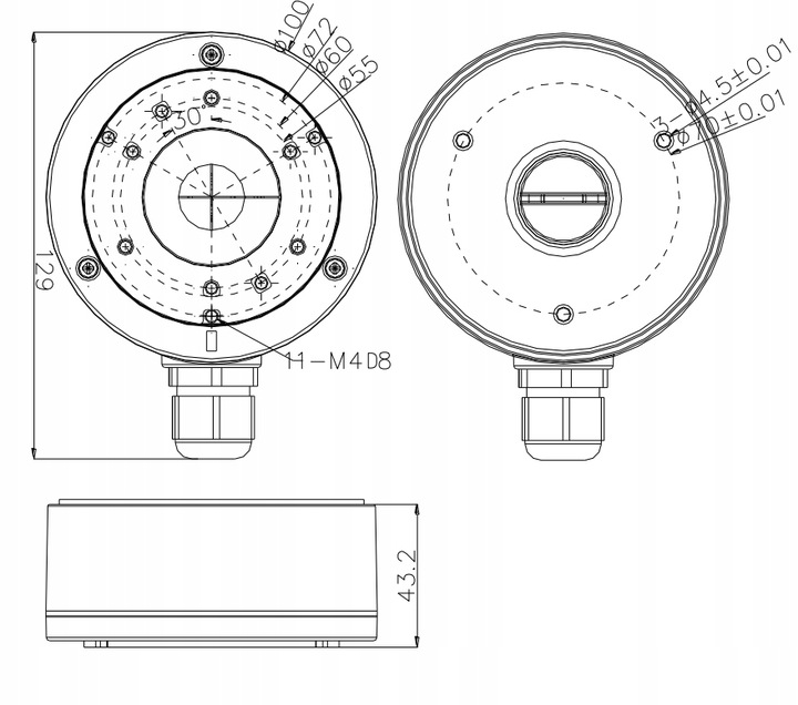 Puszka Adapter do kamer HIKVISION DS-1280ZJ-XS metalowy
