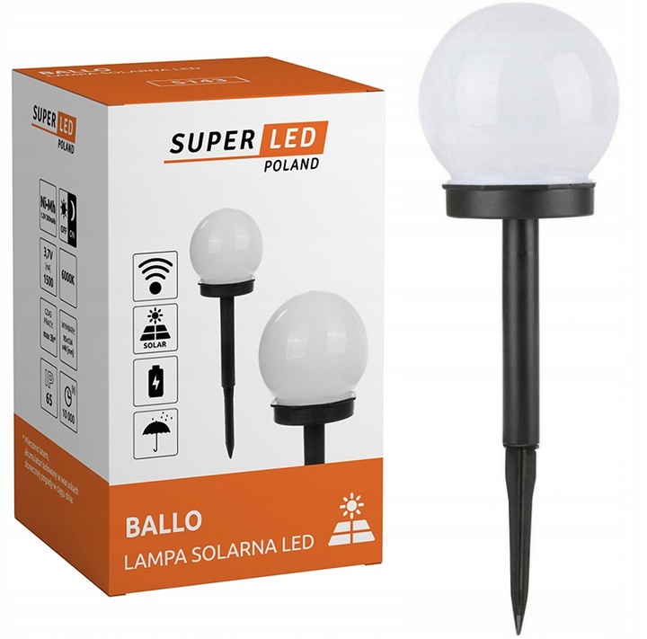 12x Lampa ogrodowa wbijana LED SOLARNA KULA BIAŁA 10 cm