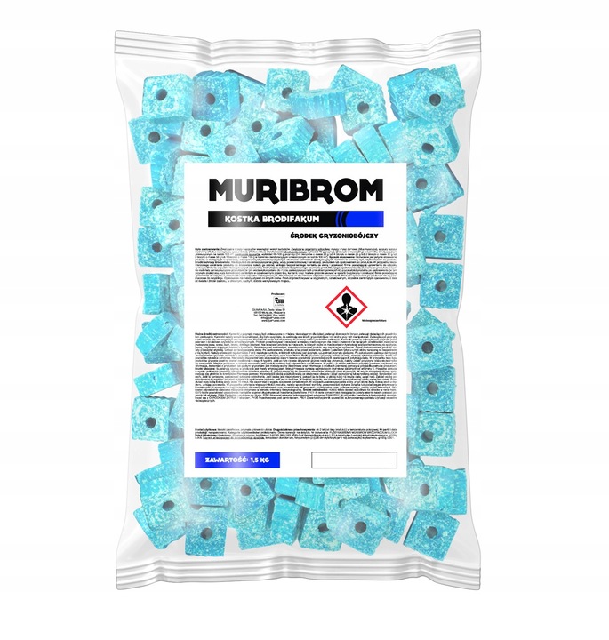 SILNA TRUTKA NA MYSZY I SZCZURY MURIBROM BRODIFAKUM KOSTKA WOSKOWA 1,5