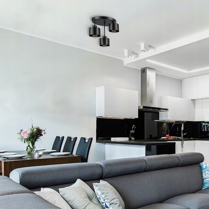 Lampa sufitowa wisząca żyrandol LED 3xE27 oprawa LOFT E27 czarna