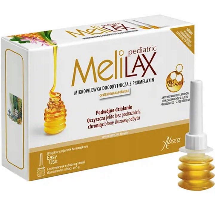 Aboca Melilax Pediatric Mikrowlewki 6szt. Zaparcia + GRATIS MIKROWLEWKA