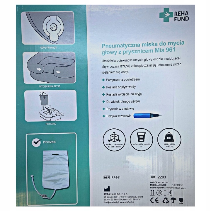 Basen do mycia głowy leżącego w łóżku miska do mycia włosów prysznic pompka