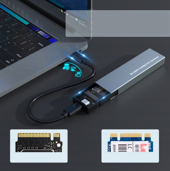 Obudowa na dysk SSD NVME/SATA PCIe M.2 USB-C Gen2 Kieszeń Adapter dysku M2