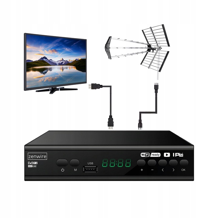 Tuner Dekoder Satelitarny DVB-T2 HEVC H.265 Full HD Telewizji