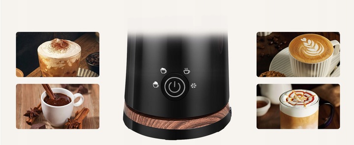 Spieniacz do mleka Podgrzewacz 4 tryby 500w czarny Aigostar