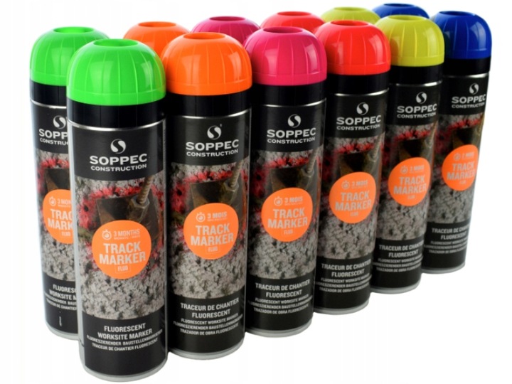 FARBA GEODEZYJNA SPRAY SOPPEC TRACK MARKER 12szt