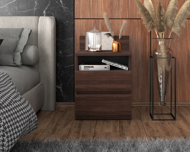 Szafka Nocna Stolik Nocny Wenge 40CM 2S Skrzynia Nakastlik Do Sypialni