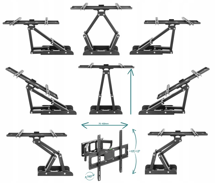 Extra Mocny Obrotowy Uchwyt do Telewizora Wieszak TV 25-70 cali Uniwersalny