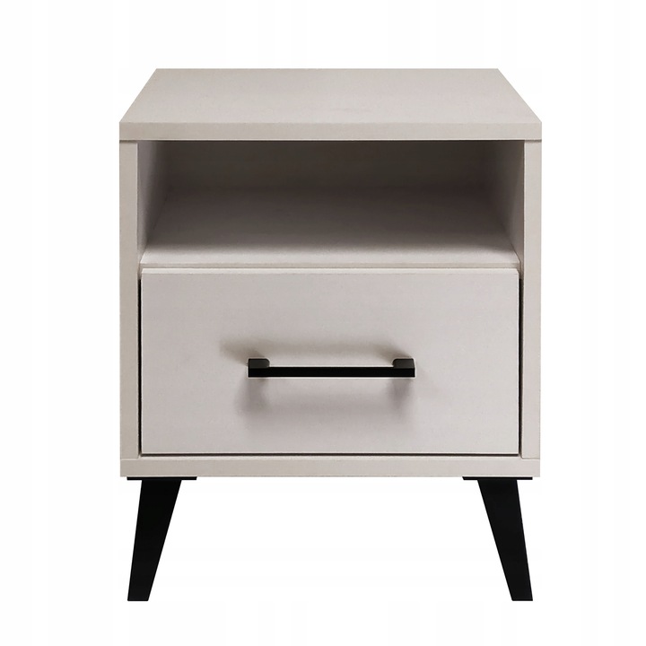 SZAFKA NOCNA KASZMIR BEŻOWY STOLIK NOCNY SZUFLADA LED Z PÓŁKĄ DO