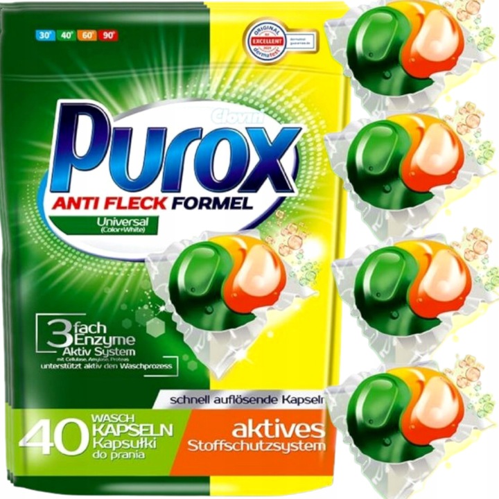 Kapsułki do prania Purox Universal 40 szt. Clovin Anti fleck