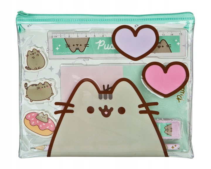 PUSHEEN piórnik ołówek, linijka, notes, gumki temperówka PIĘKNY