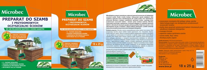 MICROBEC ULTRA preparat do szamb w saszetkach zapach eukaliptusa