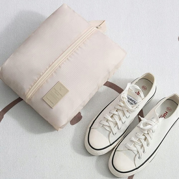 ORGANIZER DO WALIZKI PODRÓŻNY POJEMNY ZESTAW TORBY SZAFY PRANIE 7szt. Krem