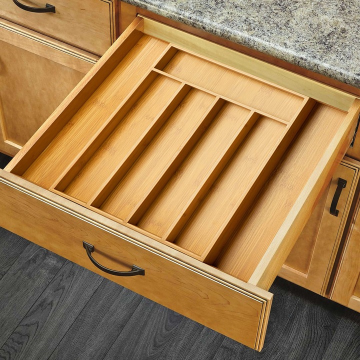 WKŁAD ORGANIZER DO SZUFLADY KUCHENNEJ NA SZTUĆCE BAMBUSOWY PREMIUM XXL 55cm