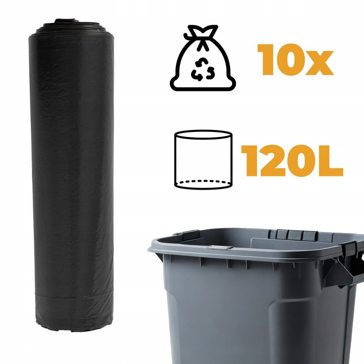 WORKI NA ŚMIECI 120L DO SEGREGACJI NA ODPADY WYTRZYMAŁE 100SZT BARDZO MOCNE