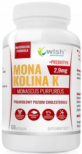 WISH Monakolina K + Prebiotyk cholesterol 60 kaps.
