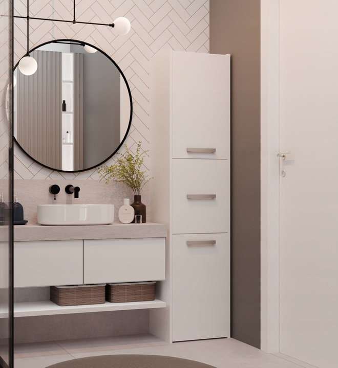 SZAFKA REGAŁ SŁUPEK 3 DRZWI MALWA S43 BIAŁY