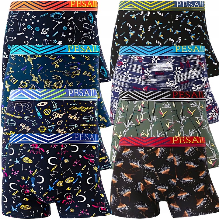 BOKSERKI MĘSKIE BAWEŁNIANE ŚMIESZNE PESAIL ZESTAW 7-PAK L