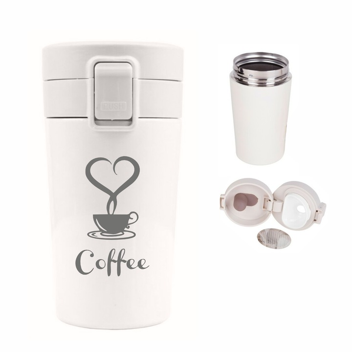 Kubek termiczny z sitkiem termos na kawę herbatę prezent własny grawer